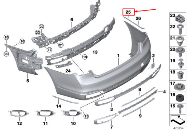 51122696439 - BMW 7 G11 Rear Left Bumper Protection Foil 51122696439 NEW GENUINE