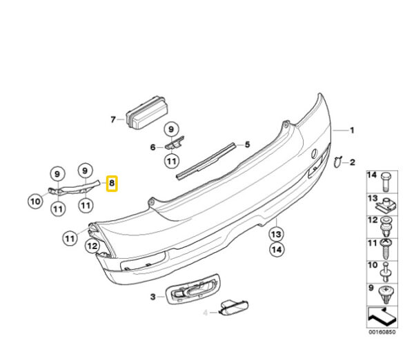 51122751304 - NEW MINI R56 R57 R58 R59 REAR BUMPER MOUNTING BRACKET HOLDER RIGHT ORIGINAL