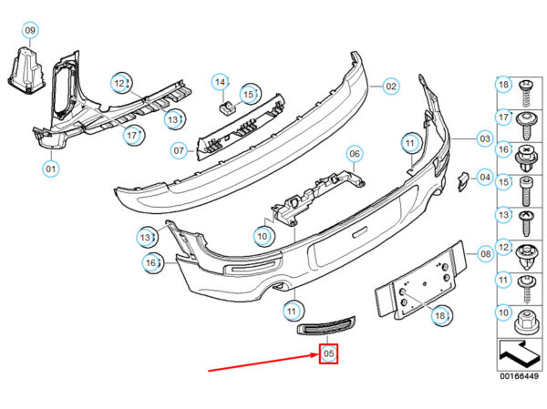 51122756927 - NEW MINI COOPER CLUBMAN R55 REAR BUMPER LEFT GRID 51122756927 2756927
