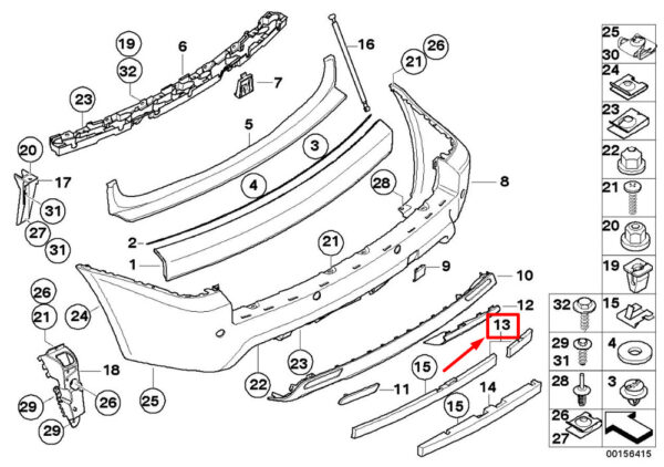 51123414411 - NEW BMW X3 E83 03-10 REAR IMPACT ABSORBER 3414411 ORIGINAL
