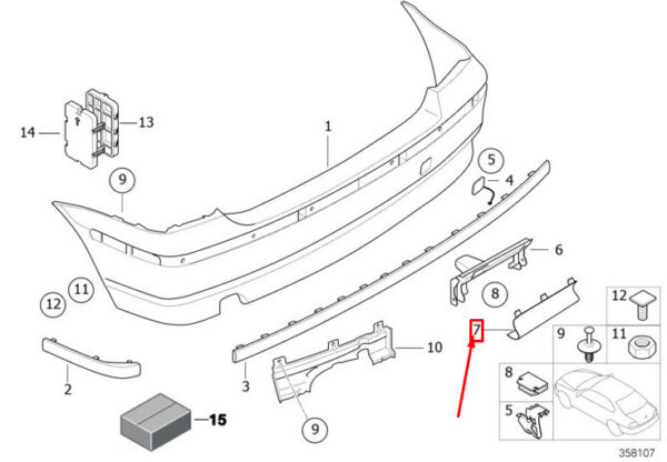 51127025699 - BMW 3 Compact E46 Tailgate Trailer Clutch Flap 51127025699 NEW REAL