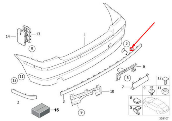 51127030893 - OEM BMW 3 COMPACT E46 REAR BUMPER TOWING EYE FLAP 51127030893 7030893 GENUINE