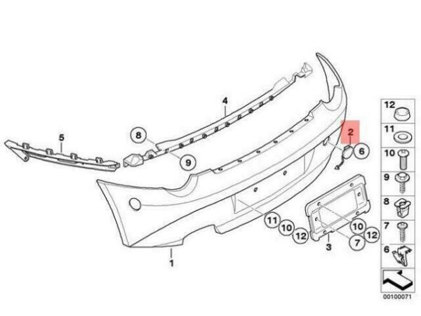 51127057624 - OEM REAR BUMPER TOW HOOK COVER BMW Z4 E85 02-06 GENUINE NEW