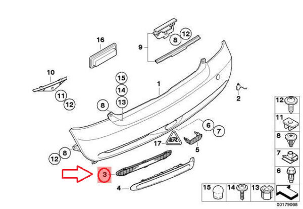 51127068398 - NEW MINI COOPER R52 S REAR BUMPER RADIATOR GRILLE RIGHT 51127068398 7068398