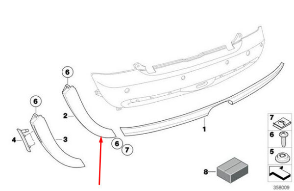 51127127965 - NEW MINI COOPER R52 REAR APRON LEFT LOWER SPOILER TRIM 51127127965 2007