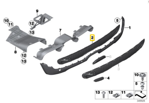 51127260590 - NEW MINI R56 R57 R58 R59 R59 JCW S BEHIND BUMPER REUIT GRILE 7260590 ORIGINAL