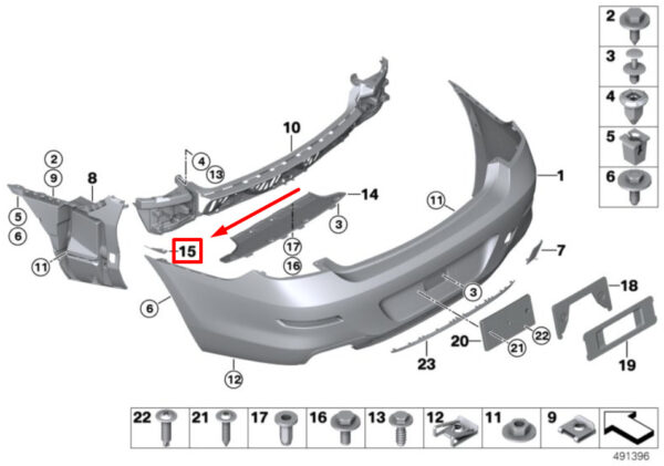 51127268382 - BMW 6 F13 rear bumper right protective film 51127268382 7268382 NEW original