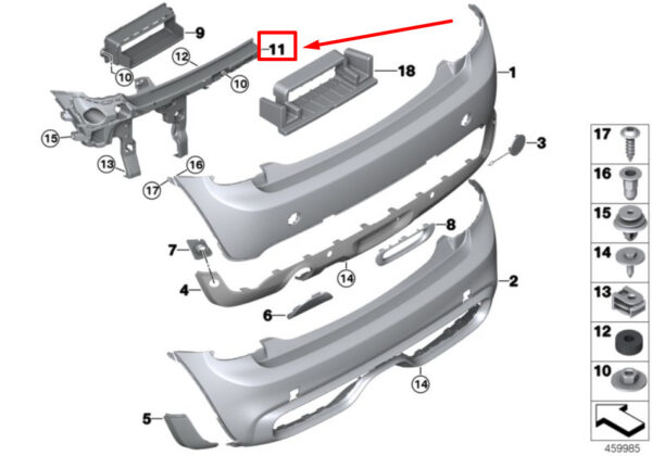 51127300813 - MINI COOPER F56 bumper guide rear left 7300813 51127300813 NEW ORIGINAL