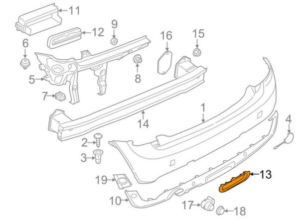 51127320815 - NEW MINI COOPER F56 REAR FOG LIGHT COVER STRIP ELEMENT 51127320815 7320815