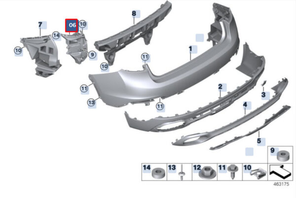 51127338285 - NEW BMW X6 F16 REAR BUMPER LEFT SIDE CORNER MOUNT 51127338285 ORIGINAL