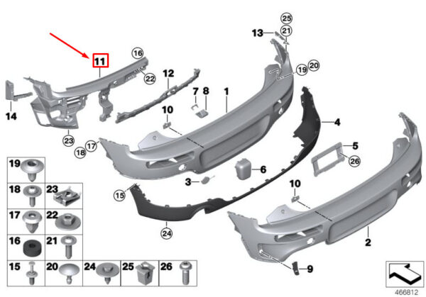 51127348902 - MINI CLUBMAN F54 REAR RIGHT BUMPER GUIDE BRACKET 51127348902 GENUINE