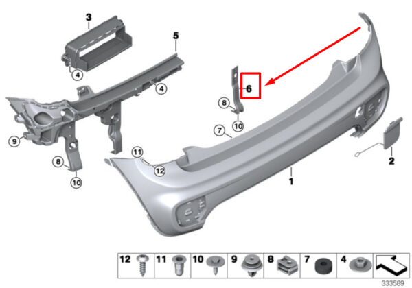 51127365074 - NEW MINI COOPER F56 REAR RIGHT BUMPER HOLDER 51127365074 7365074 ORIGINAL