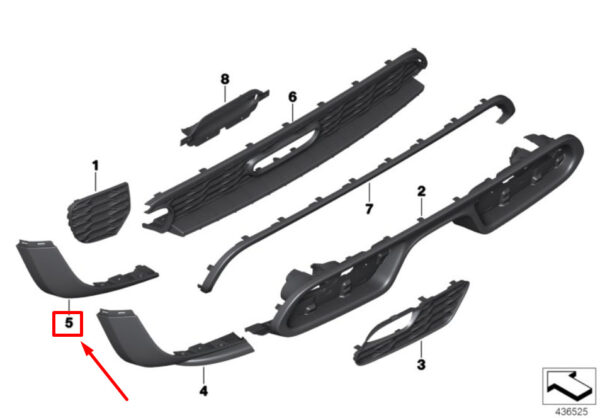 51127365156 - NEW MINI F56 F57 AERO JCW BEHIND BUMPER HIS BLACK BAND O/S RIGHT 7365156