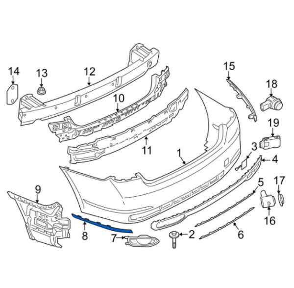 51127365560 - BMW 7 G11 G12 rear right bumper corner strip 51127365560 NEW REAL