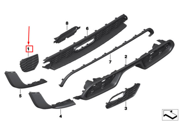51127380987 - MINI COOPER F56 REAR LEFT BUMPER GRILL 51127380987 7380987 NEW GENUINE