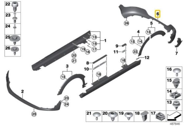 51127381214 - New Genuine Mini Clubman F54 S Rear Bumper Diffuser Lip - Black 7381214 OEM