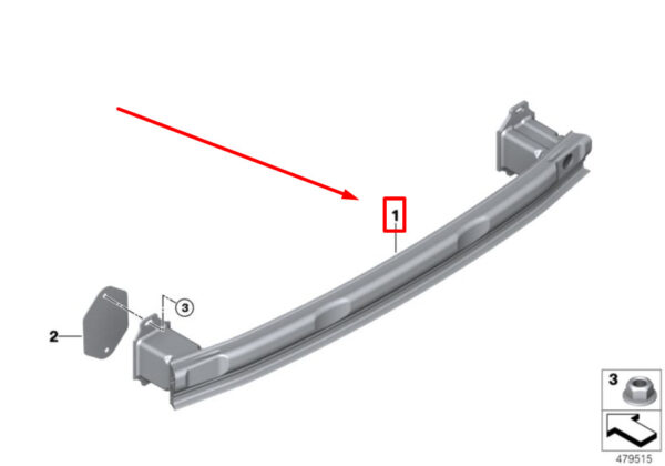 51127389375 - NEW MINI-LANDSMANN F60 REAR REINFORCEMENT BAR 51127389375 7389375 ORIGINAL