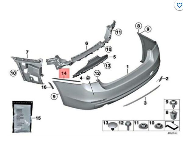 51127400293 - BMW 3 F30 Rear Bumper Left Protection Foil 51127400293 7400293 NEW GENUINE