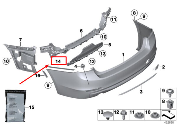 51127400294 - BMW 3 F30 Rear Bumper Right Protection Foil 51127400294 7400294 NEW GENUINE