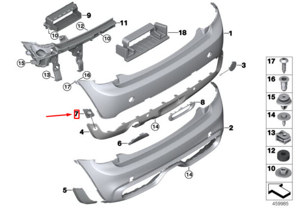 51127403267 - NEW MINI COOPER F55 REAR RIGHT OUTSIDE PDC HOLDER 51127403267 7403267