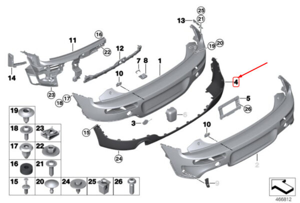 51127422882 - NEW MINI CLUBMAN F54 REAR BUMPER BOW PDC BLACK BAND 51127422882 ORIGINAL