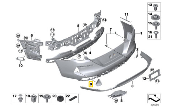51127469443 - BMW 8 convertible G14 rear bumper left finisher 51127469443 new original