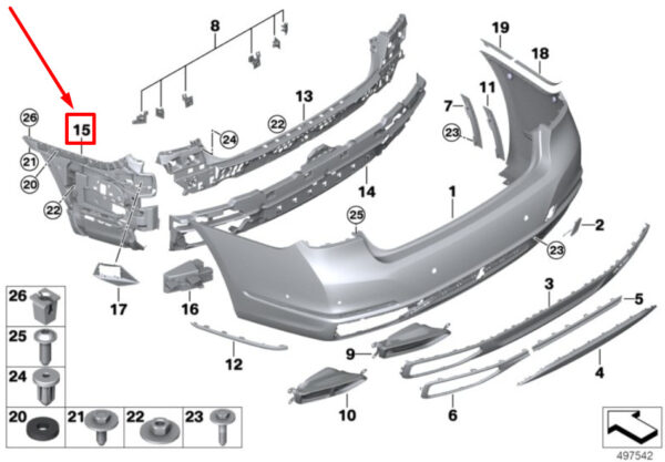 51127478349 - NEW BMW 7 G11, G12 REAR LEFT BUMPER LATERAL MOUNT 51127478349 7478349 ORIGINAL