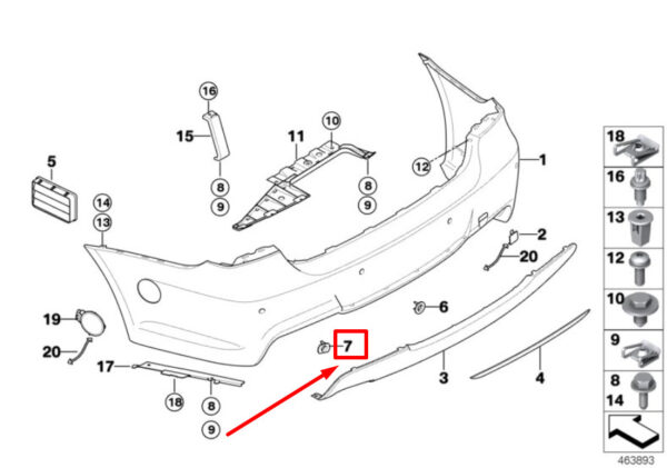 51128040153 - BMW 3 Series E90 Parktronic holder rear left 8040153 51128040153 NEW ORIGINAL