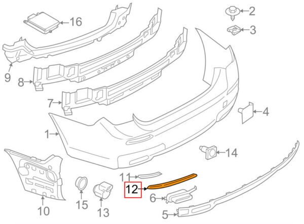 51128047729 - NEW BMW 7 SERIES F01 M SPORTS CAR MOLDING REAR LEFT 51128047729 2015