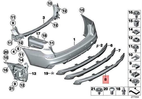 51128051224 - OEM BMW F07 550I 550IX 4.0 4.4 GRAN TURISMO COVER BUMPER REAR 51128051224 NEW