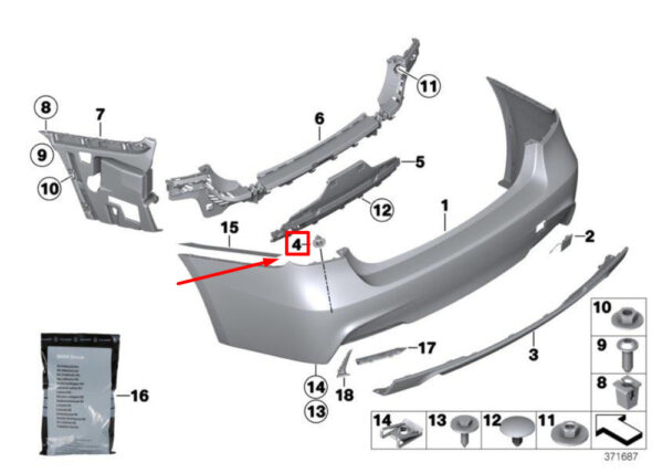 51128066308 - NEW BMW 3 F80 REAR PDC SENSOR BRACKETS SET 8066308 51128066308 GENUINE