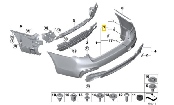 51128073862 - BMW 5 G30 M Rear Bumper Parktronic Holder   51128073862 NEW GENUINE