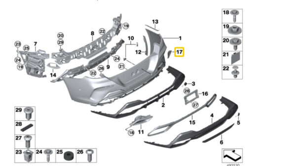 51128075249 - NEW BMW 8 CONVERTIBLE M F91 REAR BUMPER LEFT FINISHER 51128075249 ORIGINAL