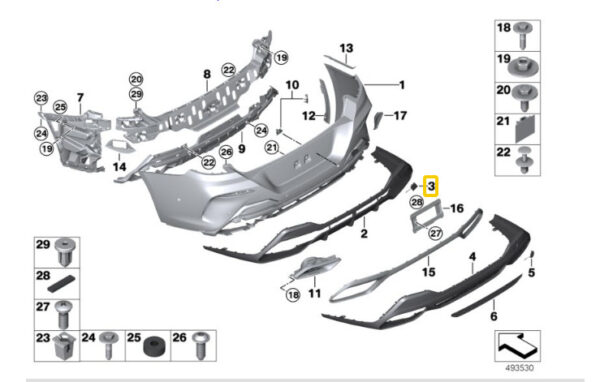 51128077464 - BMW 8 convertible G14 M F91 rear bumper tow eye cover 51128077464 NEW
