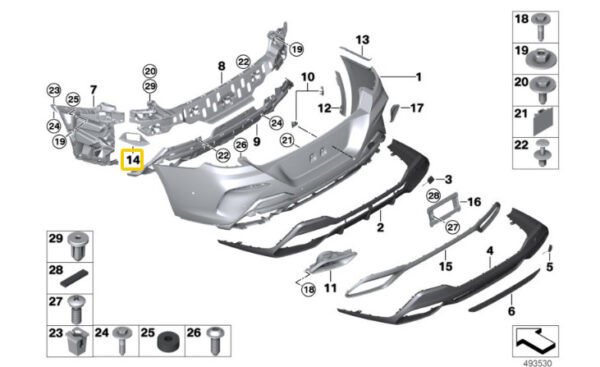 51128094415 - BMW 8 Coupe G15 M F92 absorber funnel rear left 51128094415 NEW original