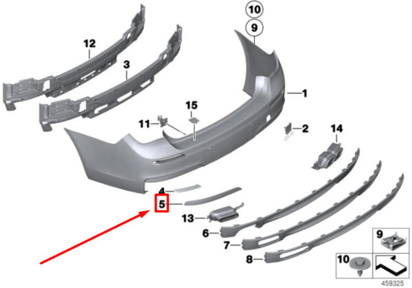 51128099326 - NEW BMW 7 SERIES HINS M SPORT BUMPER RIGHT MODING BLACK 8048496 10-14 GENUINE