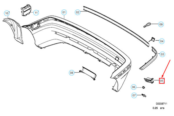 51128146095 - NEW BMW 3 Series compact e36 rear bumper left support 51128146095 8146095