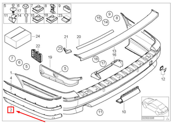 51128183739 - New BMW 5 E39 Rear Left Bumper Moulding 8183739 51128183739