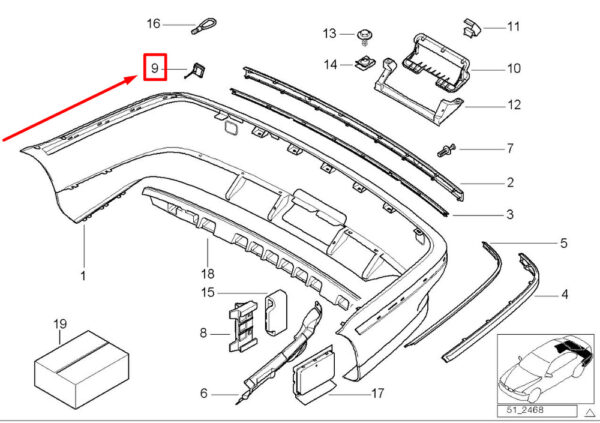 51128211436 - NEW BMW 5 E39 REAR BUMPER BRACKET 51128211436 8211436 ORIGINAL