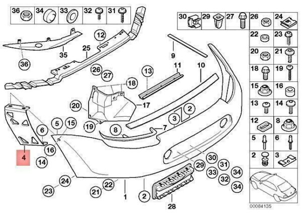 51128234215 - OEM BMW ALPINA Z8 V8 E52 INSERT LATERAL BUMPER REAR LEFT 51128234215 NEW