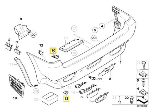 51128408389 - NEW BMW X5 E53 00-06 REAR SERIES PDC PARKING SENSOR INTERIOR COVER TRIM GENUINE