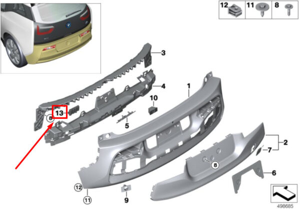 51128491465 - NEW BMW I3S I3S I01 I3 120AH REX 94AH FOAM PAD LEFT 51128491465 14-19 ORIGINAL