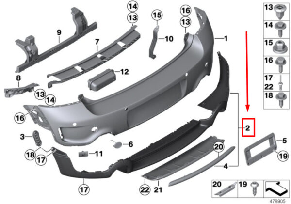 51129804298 - NEW MINI R60 MIDDLE TRAILER TOW HITCH SPOILER 51129804298 9804298 GENUINE