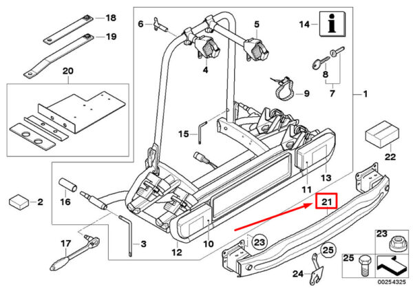 51129806219 - NEW MINI-LANDSMANN R60 REAR BAR CARRIER 9806219 51129806219 ORIGINAL