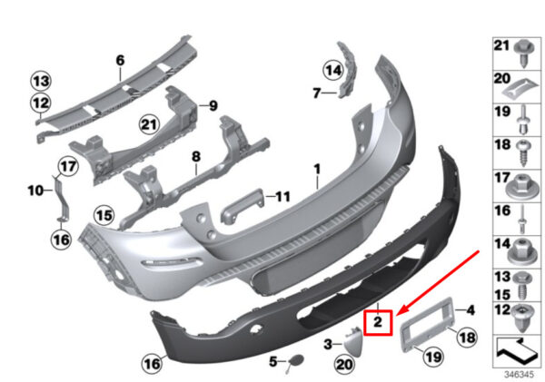 51129808955 - NEW MINI R61 REAR BUMPER LOWER CENTER SPOILER 9808955 51129808955 GENUINE