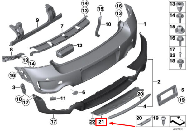 51129812865 - NEW MINI -LANDSMANN R60 REAR BUMPER COVER 9812865 51129812865 GENUINE