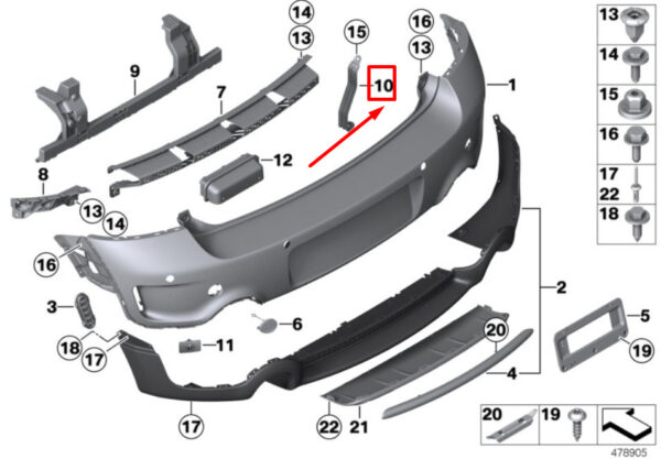 51129813166 - MINI R61 rear bumper parking spacer bracket 51129813166 9813166 NEW