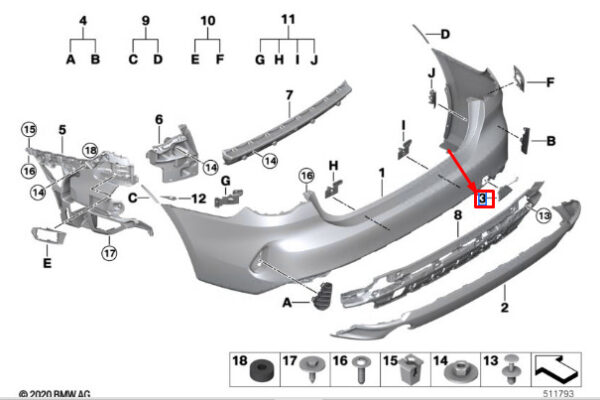51129850246 - BMW 4 COUPE G22 REAR BUMPER TOWING EYE COVER 51129850246 NEW GENUINE