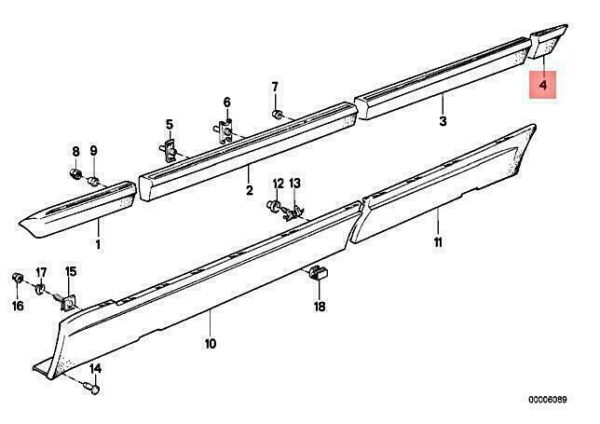 51131908687 - OEM BMW E32 730I 730IL 735I 735IL MOULDING FENDER REAR LEFT 51131908687 GENUINE