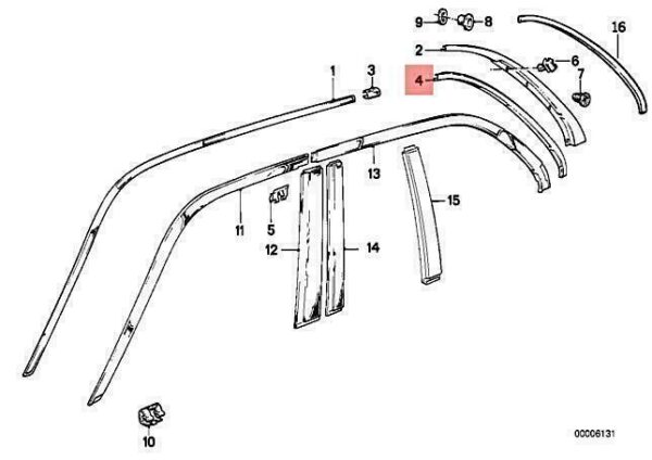 51131947141 - OEM BMW E30 316I 318I 320I 324TD 325I 325IX WAGON MOLDING LEFT 51131947141 NEW
